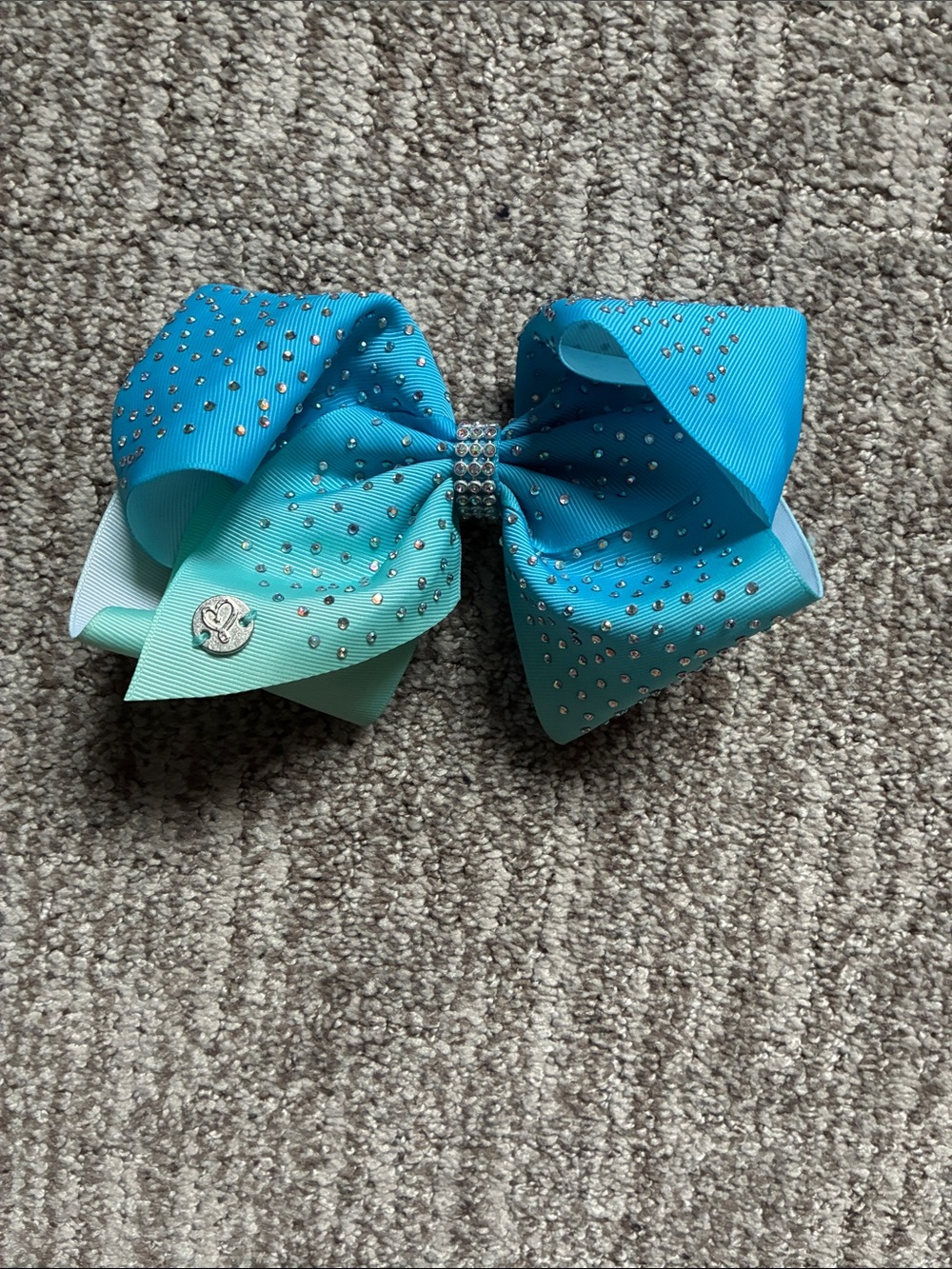 Aqua Gradient Rhinestone Hair Bow